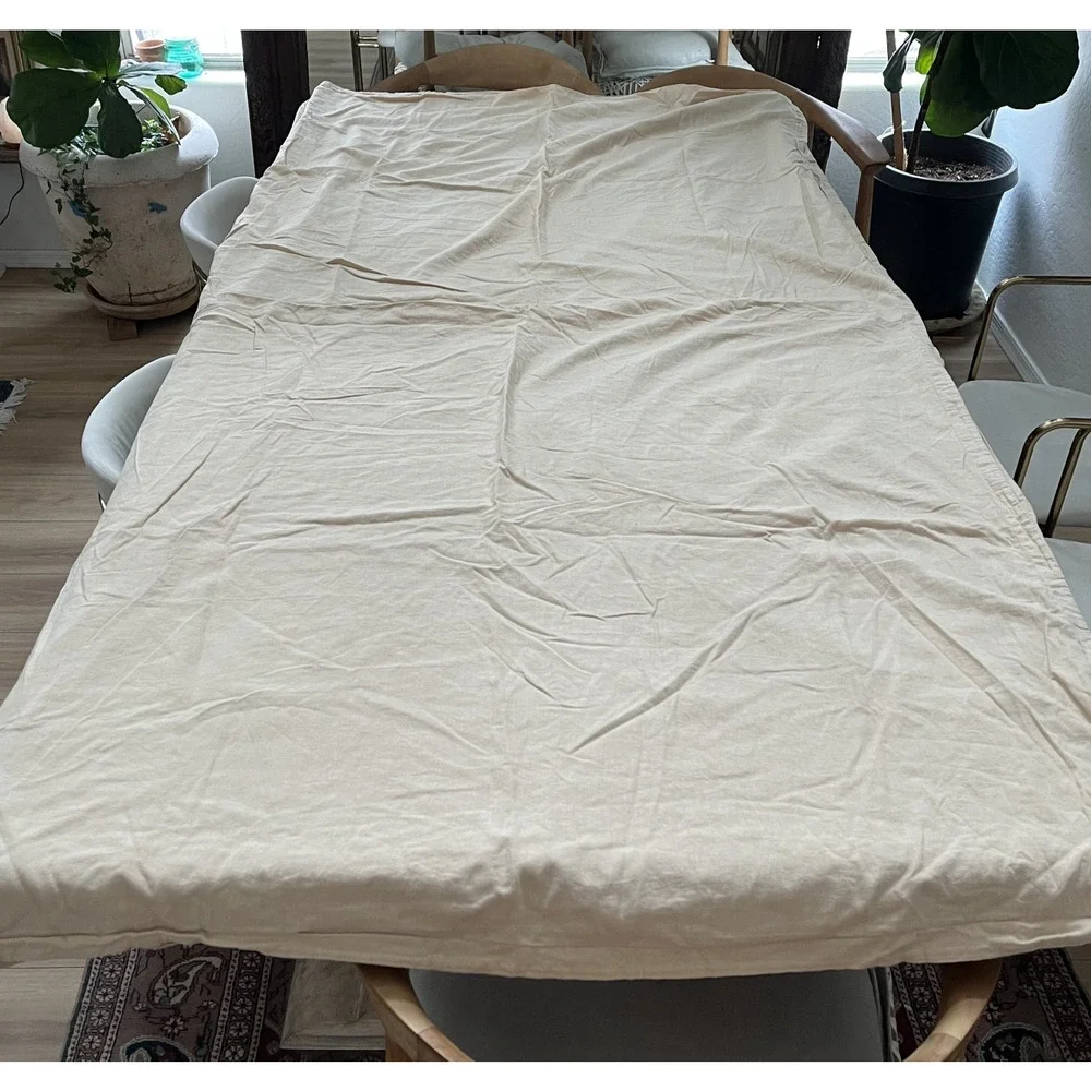 Frye Full Duvet Cover Pale Pink Solid Cotton Linen Blend Button Closure